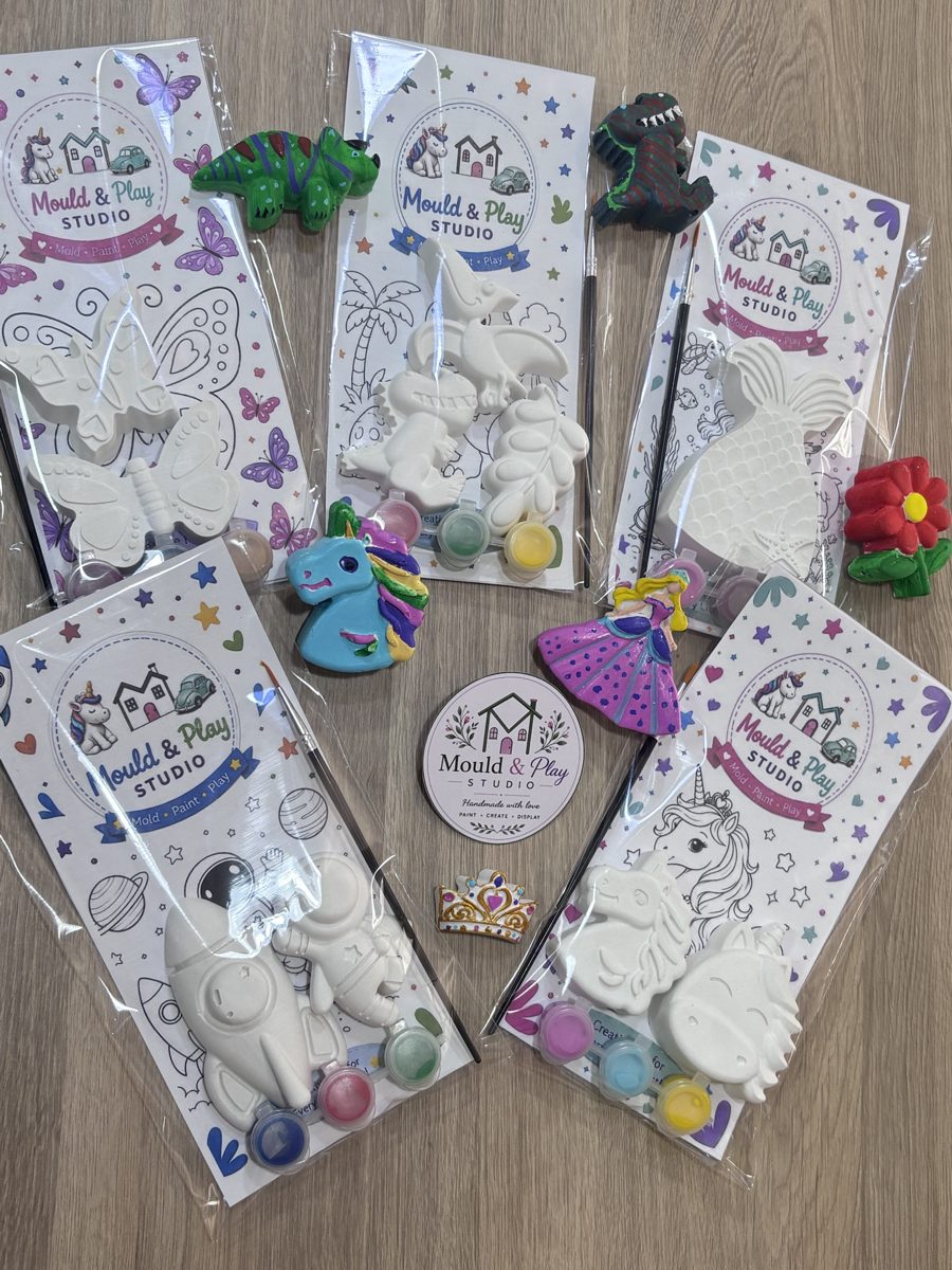 Painted kids plaster figures